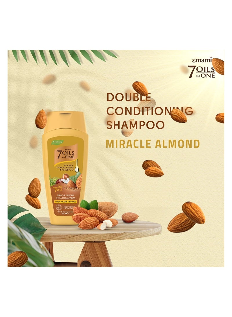 emami 7 Oil In One Double Conditioning Shampoo Mircle Almond 200ml - Image 4