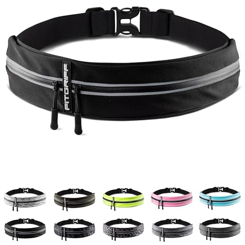 Fitgriff® Running Belt for Men & Women - Secure Jogging Pouch for Phone, Keys & Essentials - For All Cell Phones (Black, 24.5" - 35.5" Waist Size) - Image 1