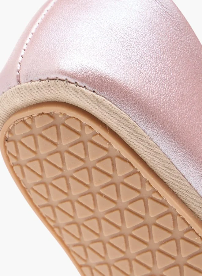Barefeet Girls Bow Accent Booties with Hook and Loop Closure