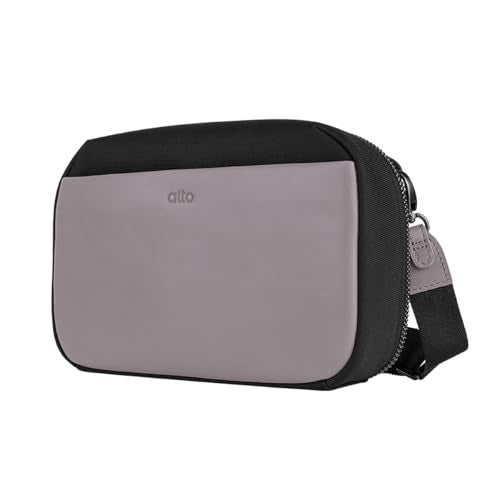 alto Italian Leather Crossbody Travel Bag Electronics Organizer Travel Case Electronic Accessories Portal Tech Pouch for Essenials Storage Cement Gray - Image 1