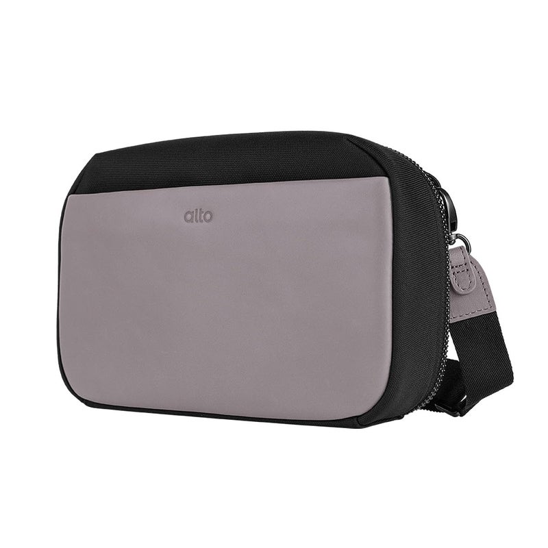 alto Italian Leather Crossbody Travel Bag Electronics Organizer Travel Case Electronic Accessories Portal Tech Pouch for Essenials Storage Cement Gray - Image 2