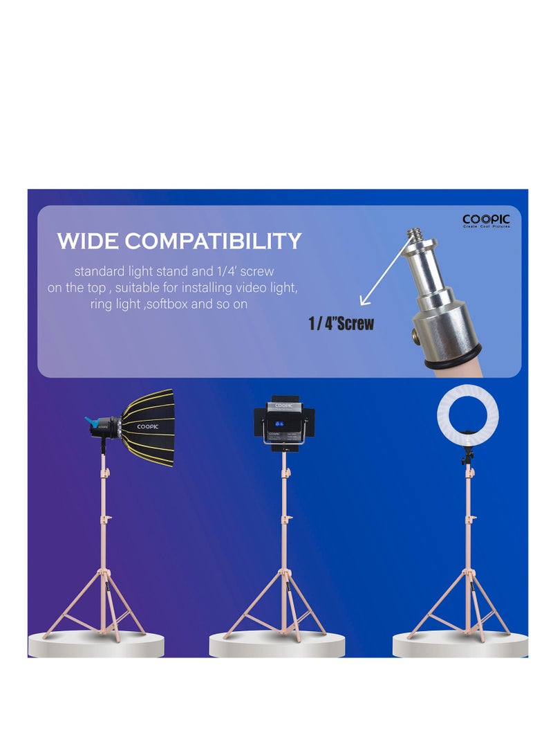 COOPIC 2pcs L210 Adjustable Lightweight Sturdy Aluminum Tripod Stand with Maximum height 210cm / 7f / 83inch and 1/4 Screw fit for Reflectors Softboxes Lights Umbrellas etc, Max. Load 7kg White Color - Image 3