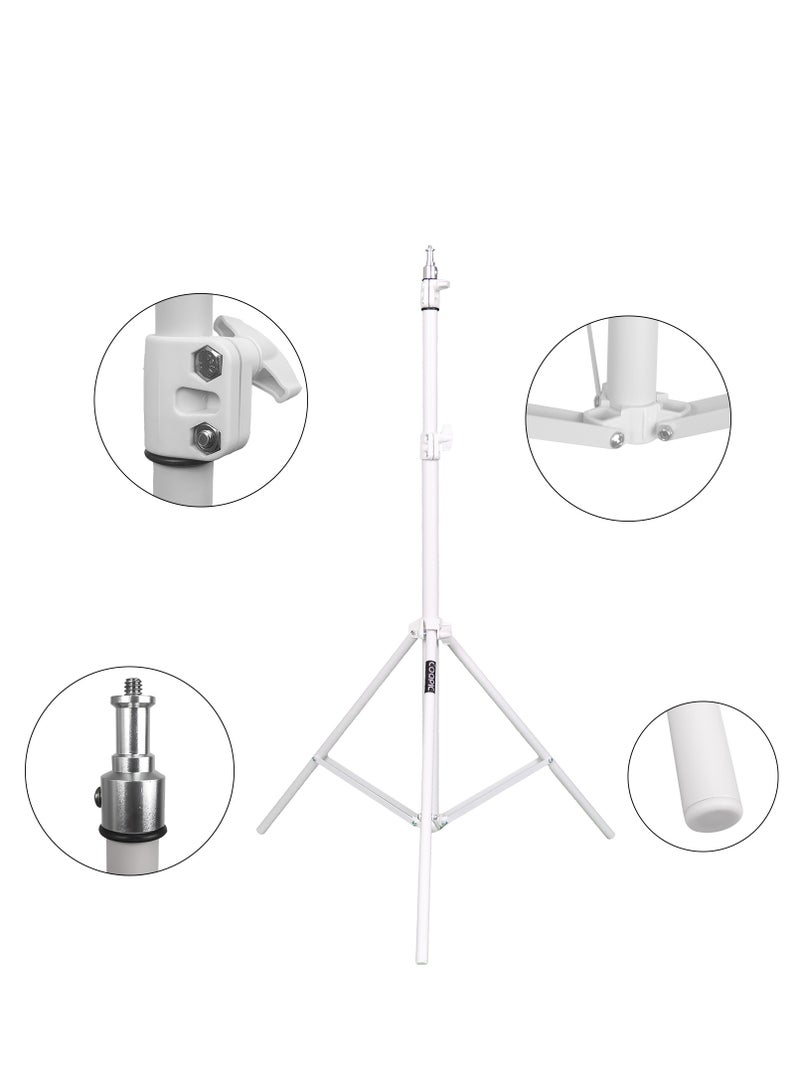 COOPIC 2pcs L210 Adjustable Lightweight Sturdy Aluminum Tripod Stand with Maximum height 210cm / 7f / 83inch and 1/4 Screw fit for Reflectors Softboxes Lights Umbrellas etc, Max. Load 7kg White Color - Image 2