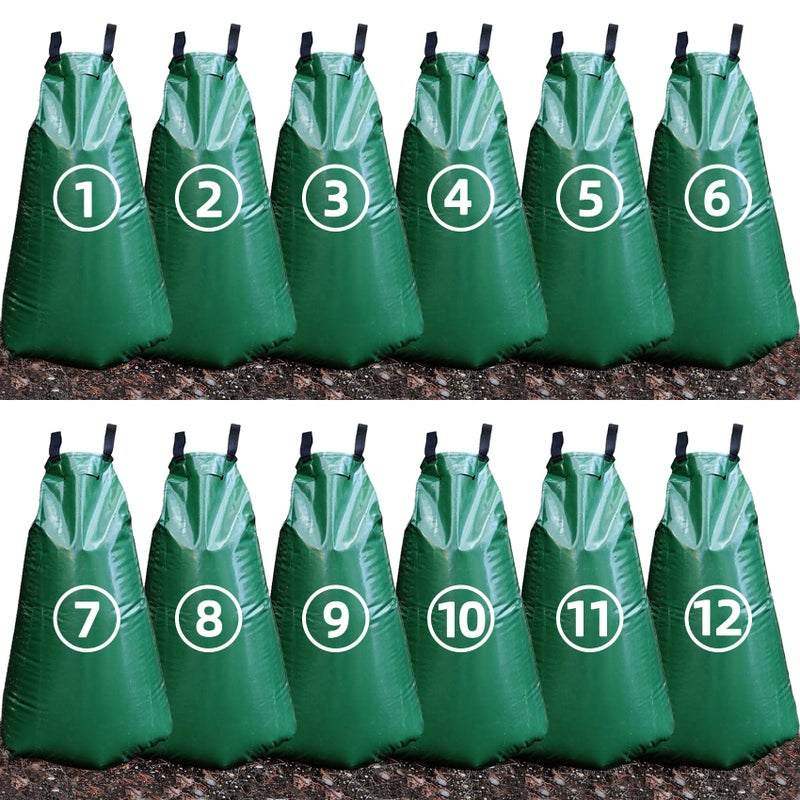 KONIGEEHRE 12 Pack 20 Gallon Tree Watering Bags Reusable Heavy Duty Slow Release Water Bags for Trees Premium PVC Tree Drip Irrigation Bags