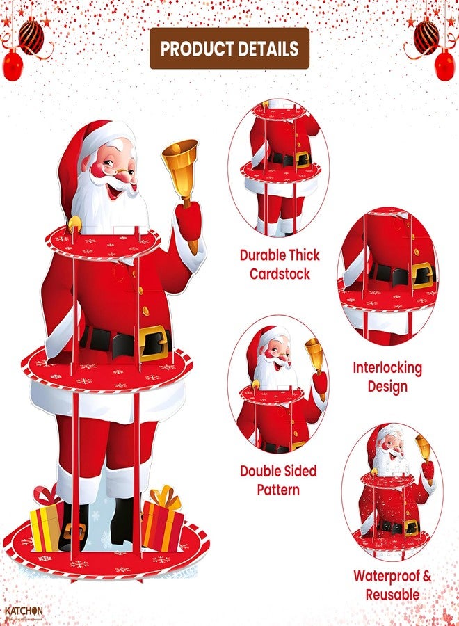 KatchOn, Christmas Cupcake Stand - Pack of 2 | Xmas Tree and Santa Cake Stand for Christmas Decorations Indoor | Cardboard Cupcake Holder 3 Tier Santa Cupcake Stand | Birthday Christmas Party Supplies - Image 4