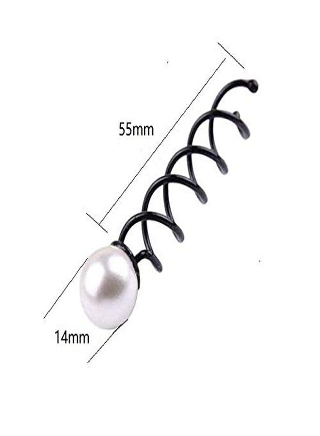 لاسوم مجموعة لاسوم المكونة من 10 دبابيس شعر حلزونية مزينة باللؤلؤ، مثالية لتصفيف الشعر للنساء. - Image 2