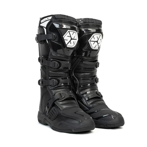 Scoyco Dirt Bike Boots for Men Enduro Motocross Boots with Shin Guard Ankle TPU Protection Full Leather Offroad Riding Boots - Image 1