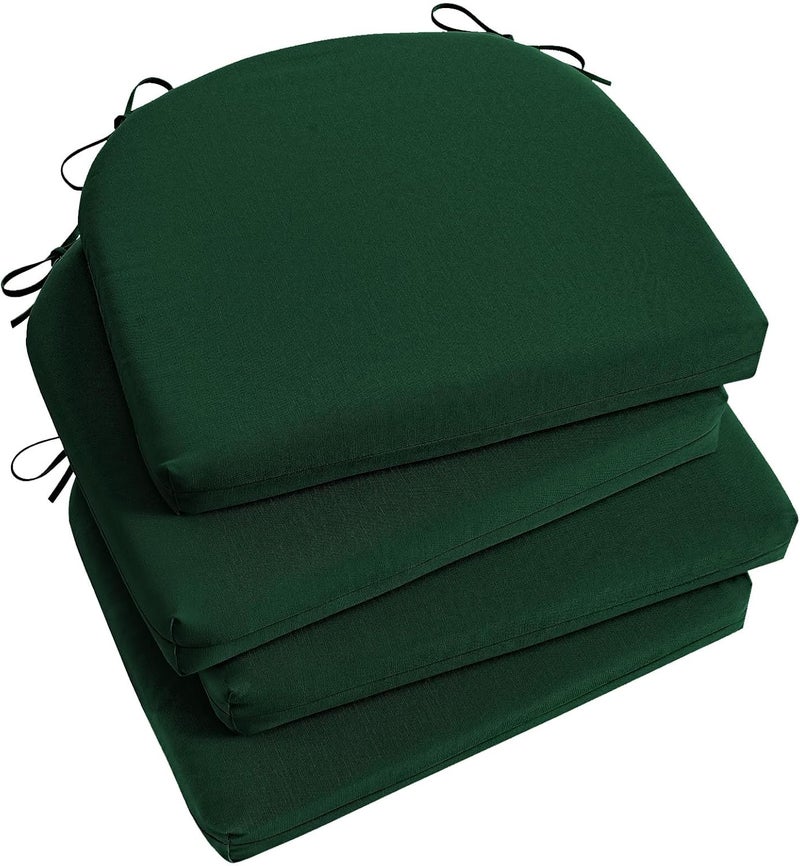 Basic Beyond Outdoor Chair Cushions for Patio Furniture, Waterproof Outdoor Cushions, Round Corner Patio Chair Cushions Set of 4 with Ties, 17"x16"x2", Forest Green - Image 1