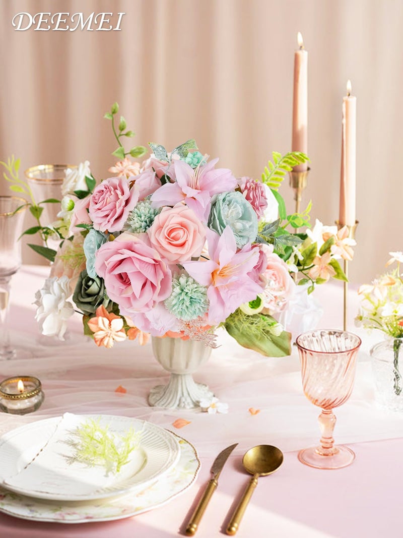 DEEMEI Artificial Flowers Combo Box Set Pink Rose Silk Mix Peony Flowers with Stems for DIY Bridal Wedding Bouquets Centerpieces Baby Shower Party Home Decorations - Image 2