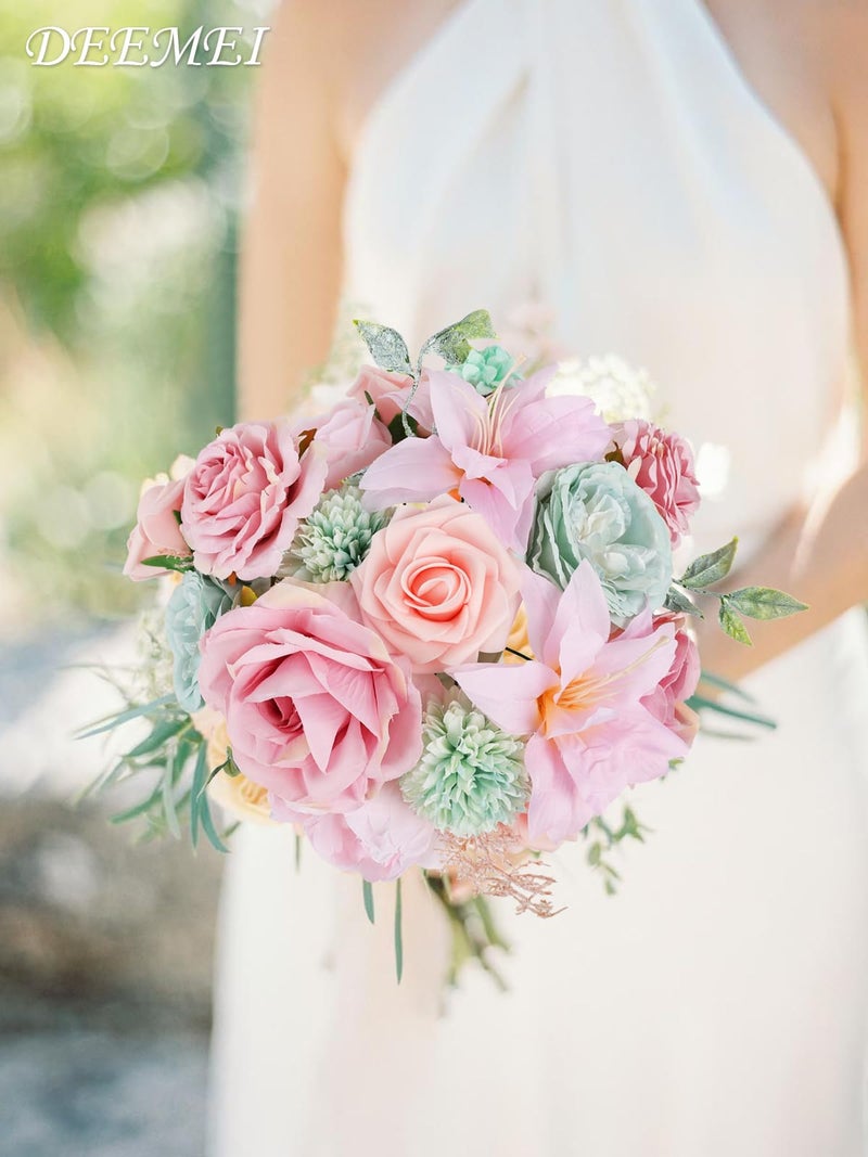 DEEMEI Artificial Flowers Combo Box Set Pink Rose Silk Mix Peony Flowers with Stems for DIY Bridal Wedding Bouquets Centerpieces Baby Shower Party Home Decorations - Image 3