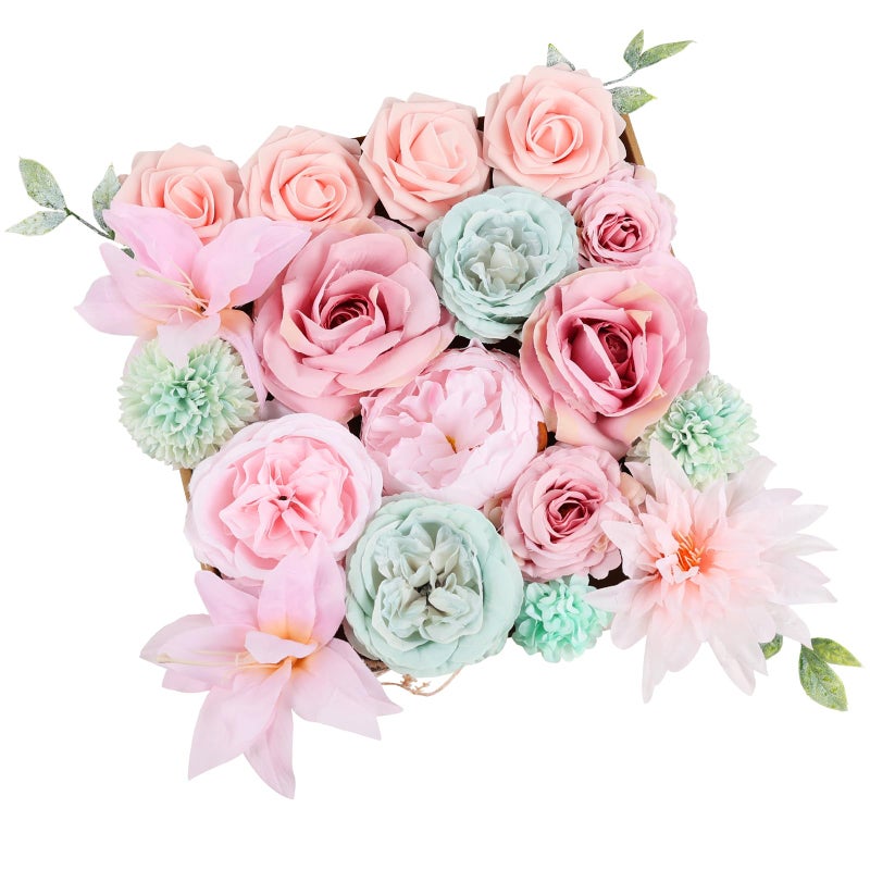 DEEMEI Artificial Flowers Combo Box Set Pink Rose Silk Mix Peony Flowers with Stems for DIY Bridal Wedding Bouquets Centerpieces Baby Shower Party Home Decorations - Image 1