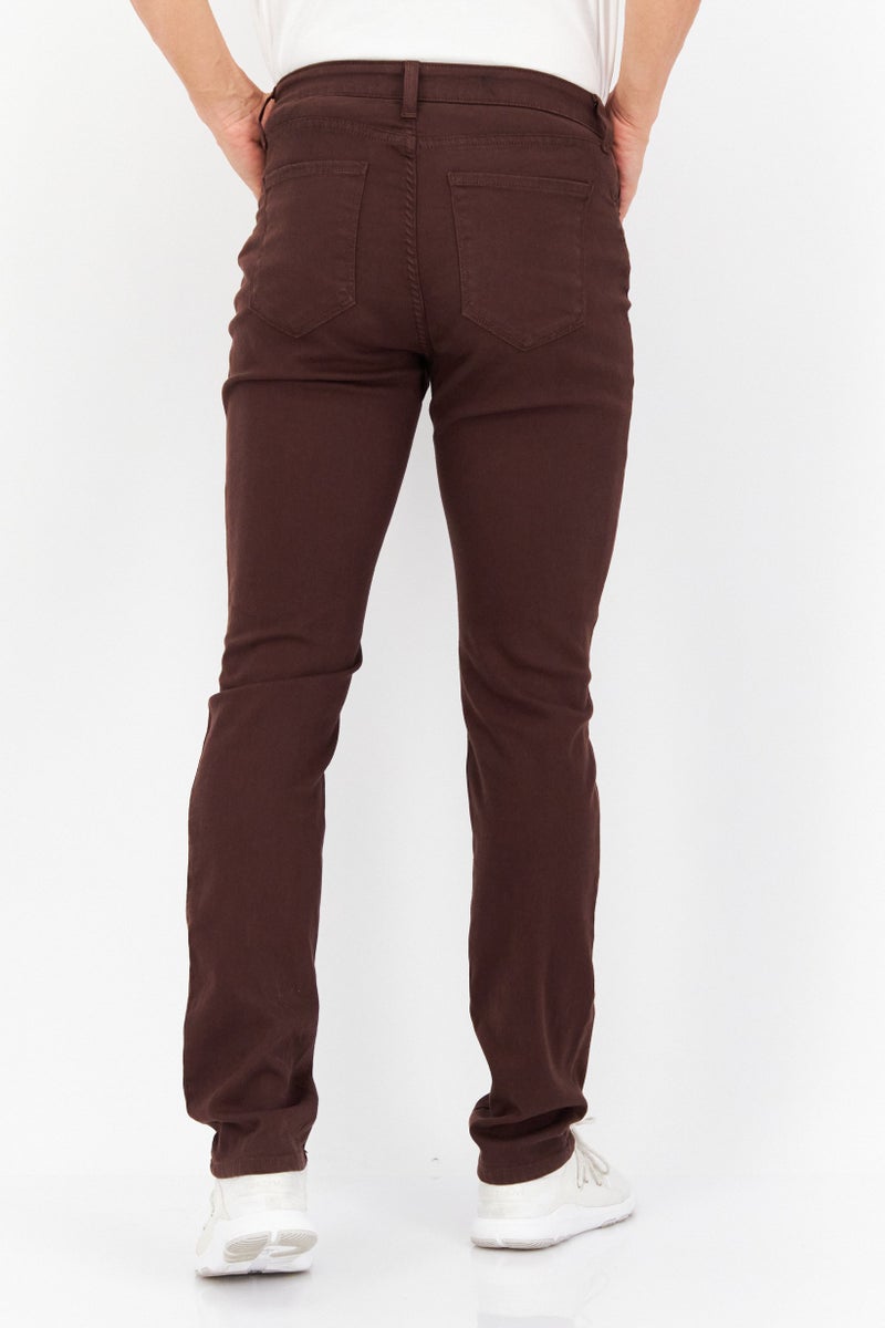 Monfrere Men Skinny Fit Plain Non Stretchable Jeans, Brown - Image 3