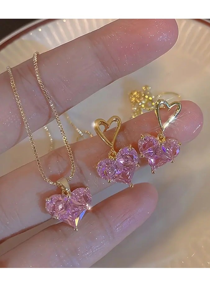 Home Clearance Sale Y2K Style Heart Earrings and Necklace Set - Perfect for Everyday Wear and Special Occasions - Image 1