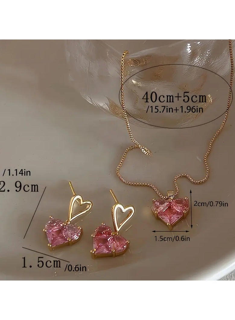 Home Clearance Sale Y2K Style Heart Earrings and Necklace Set - Perfect for Everyday Wear and Special Occasions - Image 2