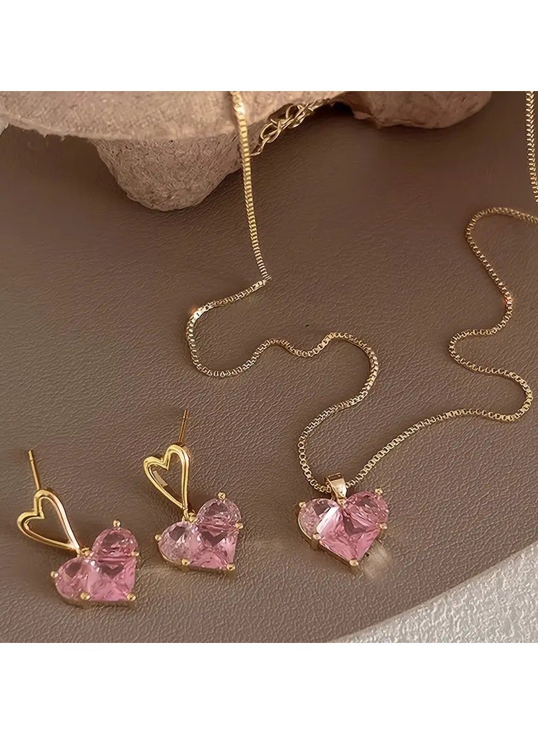 Home Clearance Sale Y2K Style Heart Earrings and Necklace Set - Perfect for Everyday Wear and Special Occasions - Image 4