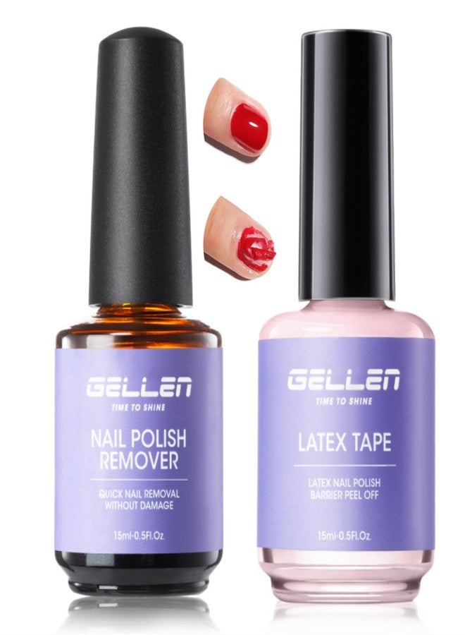 Gellen Gel Nail Polish Remover, 2-Pack Professional Quick Gel Remover for Nails 3-5 Minutes, Liquid Latex for Nails Pink, Safe & Easy Nail Polish Removal, No Need for Foil Soaking, Gifts for Women - Image 1