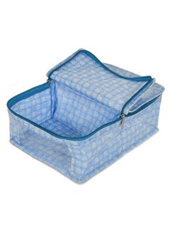 Kuber Industries Kuber Industries Check Design Laminated PVC Travel Toiletry Bag|Undergarments Organizer Bag|2 Compartments & Tranasparent Window (Blue)-HS_38_KUBMART21266, polyvinyl chloride, Rectangular  - Image 3