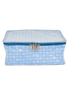Kuber Industries Kuber Industries Check Design Laminated PVC Travel Toiletry Bag|Undergarments Organizer Bag|2 Compartments & Tranasparent Window (Blue)-HS_38_KUBMART21266, polyvinyl chloride, Rectangular  - Image 2