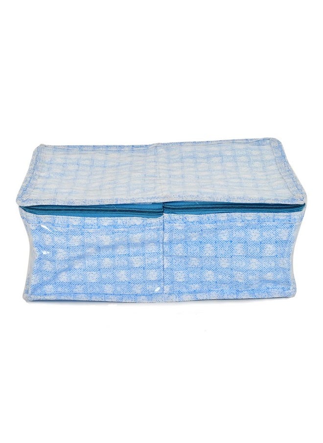 Kuber Industries - Kuber Industries Check Design Laminated PVC Travel Toiletry Bag|Undergarments Organizer Bag|2 Compartments & Tranasparent Window (Blue)-HS_38_KUBMART21266, polyvinyl chloride, Rectangular - Image 1