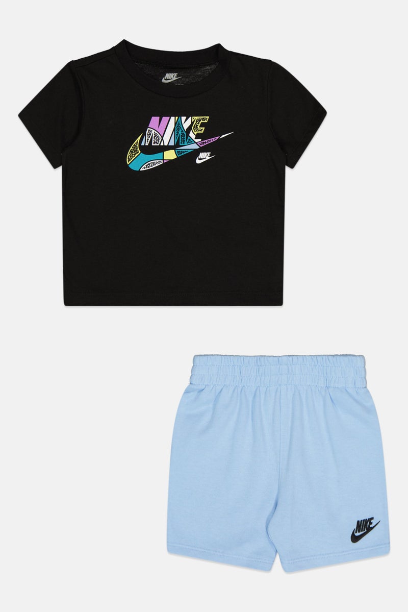 Nike Toddlers Boy 2 Pieces Brand Logo Short Sleeve T-Shirt With Shorts Set, Multicolor - Image 3
