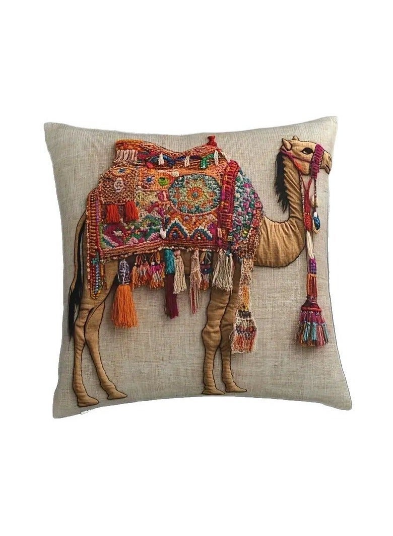 general 1Pc Colorful Camel Print Pillow Cover, Soft Comfortable Polyester Cushion Case for Farmhouse, Car, Office & Home Decor - Image 1