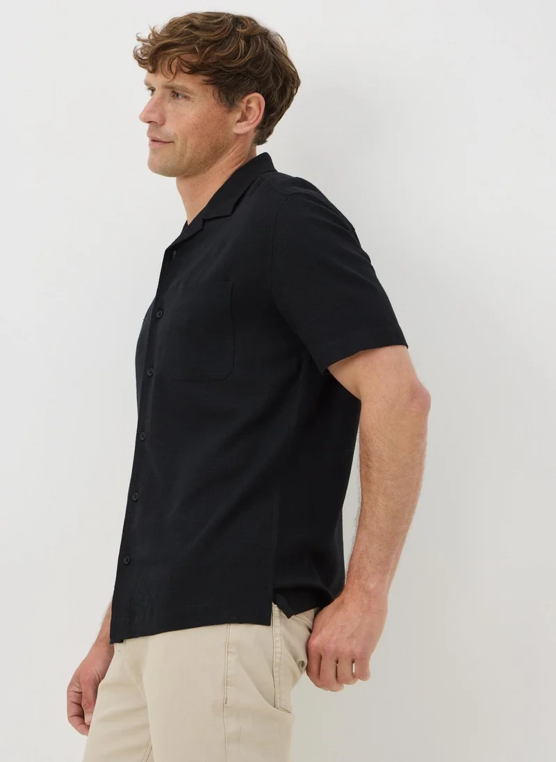 Matalan Black Linen Blend Co Ord Shirt