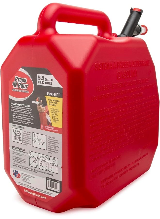 VP Racing 3839 Press 'N Pour Gas Can Red, 5.5 Gallon - 1 Pack - Image 4