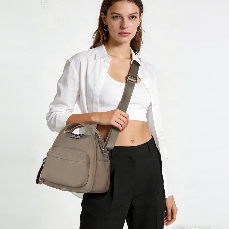 CATSEA Women's Elegant Solid Color Shoulder Bag Fashionable Zipper Crossbody Bags Soft Top Handle Handbag Purse - Image 2