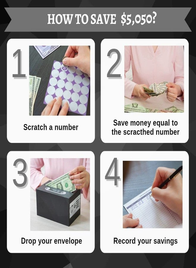 THREE WAY CUT 100 Envelopes Money Saving Challenge - Save 5050 Dollars In 100 Days Premium Kit, 100 Cash Envelopes & Organizer Box Set, Trendy Tiktok & Youtube 5050 Bucks Savings Challenge, Fun Gift Ideas - Image 4