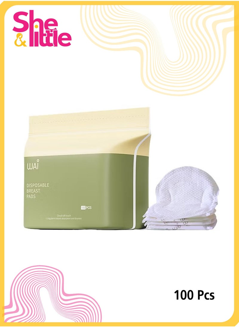 WAI Pack of 100 Disposable Nursing Nipple Pads, Breast Pads for Breastfeeding, Portable & Hygienic, Ultra-Thin & Super Absorbent  - Image 1