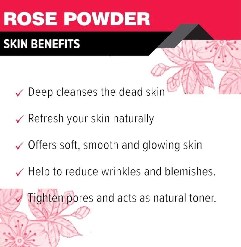Pure Natural Double Filtered Rose Petal Powder For Skin Face Pack Mask for Fairness Tanning Glowing Skin 100gm - Image 3
