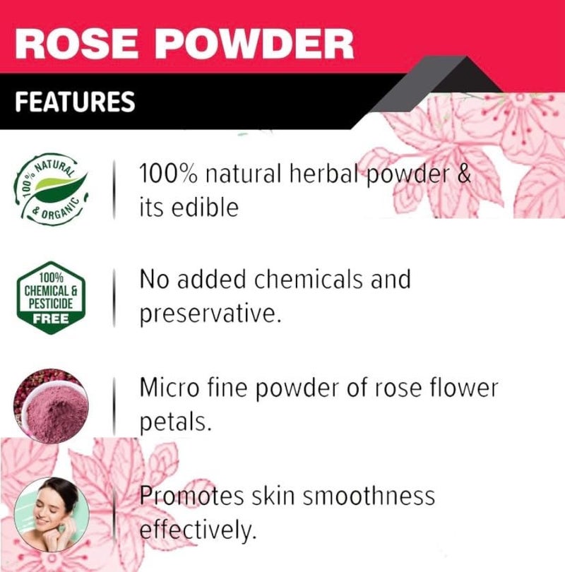 Pure Natural Double Filtered Rose Petal Powder For Skin Face Pack Mask for Fairness Tanning Glowing Skin 100gm - Image 4
