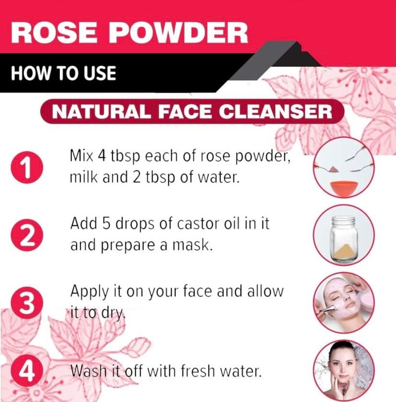 Pure Natural Double Filtered Rose Petal Powder For Skin Face Pack Mask for Fairness Tanning Glowing Skin 100gm - Image 5