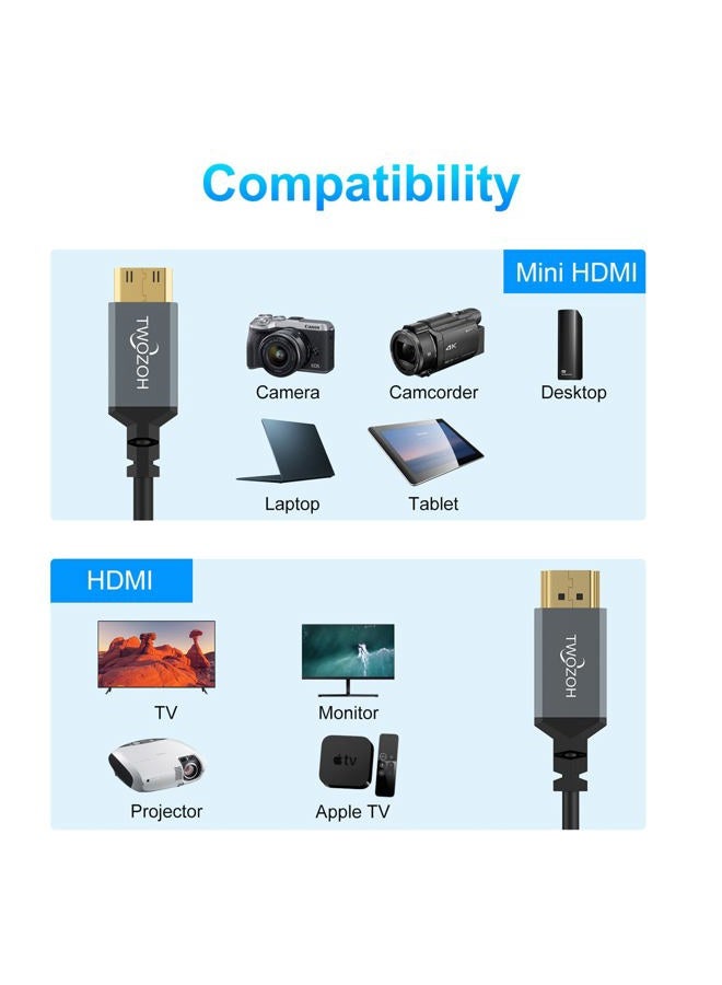 Twozoh كابل HDMI مصغر ملفوف إلى HDMI، كابل متوافق مع 4K UHD، 1080P (HDMI C 2.0) (0.3م-1.5م) - Image 5