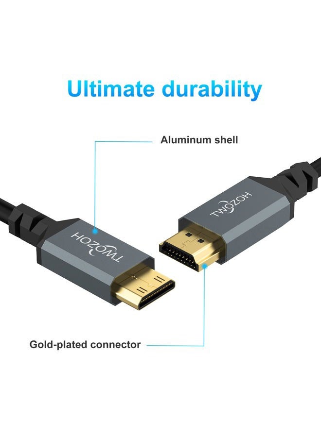Twozoh كابل HDMI مصغر ملفوف إلى HDMI، كابل متوافق مع 4K UHD، 1080P (HDMI C 2.0) (0.3م-1.5م) - Image 3