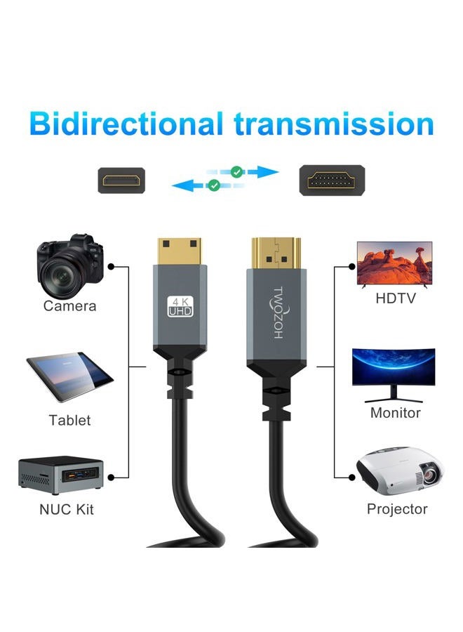Twozoh كابل HDMI مصغر ملفوف إلى HDMI، كابل متوافق مع 4K UHD، 1080P (HDMI C 2.0) (0.3م-1.5م) - Image 4
