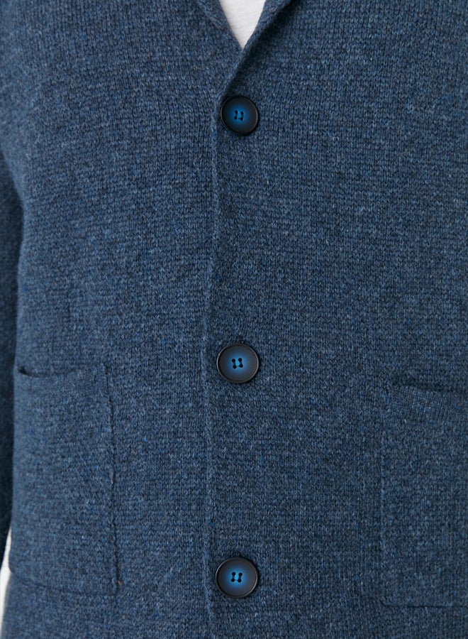 trendyol Indigo Regular Fit Wool Collar Knitwear Cardigan - Image 4