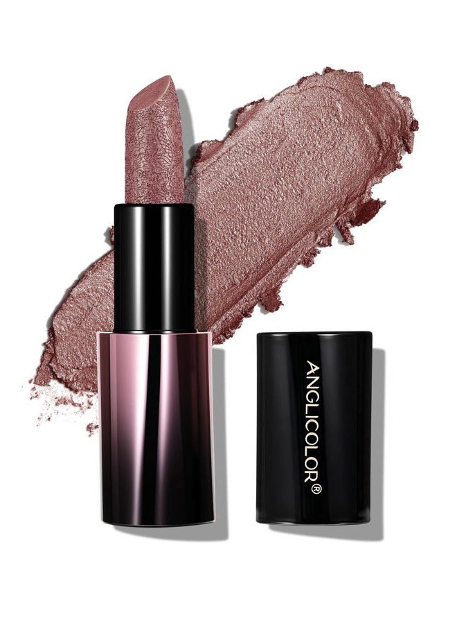 Anglicolor Metallic Lipstick For Subtle 3D Shimmer Effect,Glitter Lipstick,Light,Soft Cream Formula for Moisturized Lips,Non-Sticky (02 PEARLIZED ROSEWOOD) - Image 1