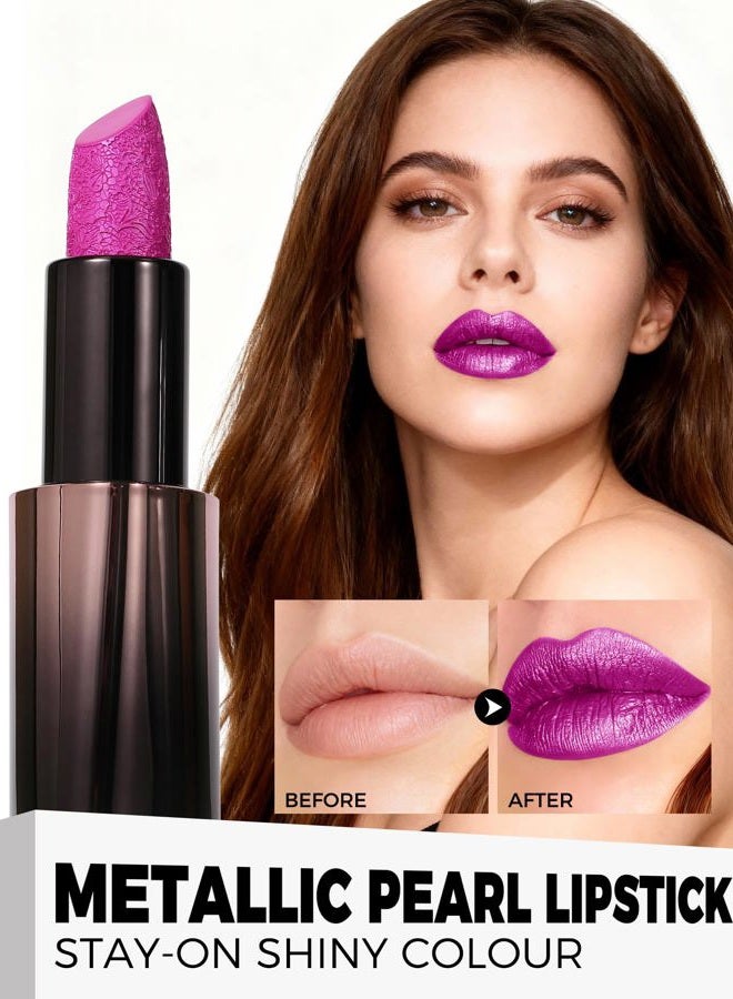Anglicolor Metallic Lipstick For Subtle 3D Shimmer Effect,Glitter Lipstick,Light,Soft Cream Formula for Moisturized Lips,Non-Sticky (02 PEARLIZED ROSEWOOD) - Image 3