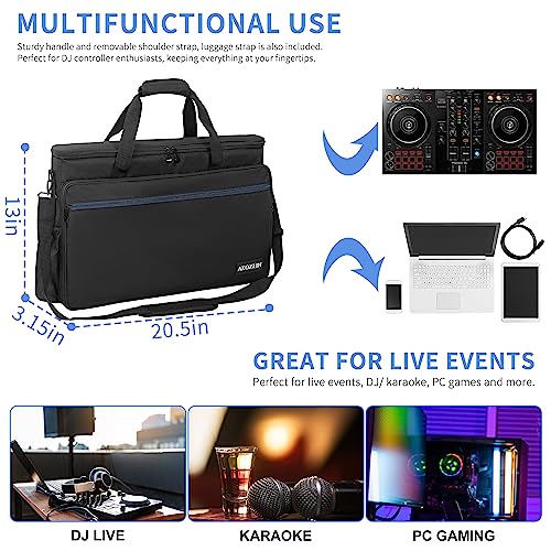 AKOZLIN Padded DJ Controller Mixer Bag Fit For Pioneer Flx 4 DDJ DJ Lite SB 2 3 SB2 SB3 DJ 400 DJ RB Gig Travel Shoulder Bag 20.5”×3.15”×13” - Image 3