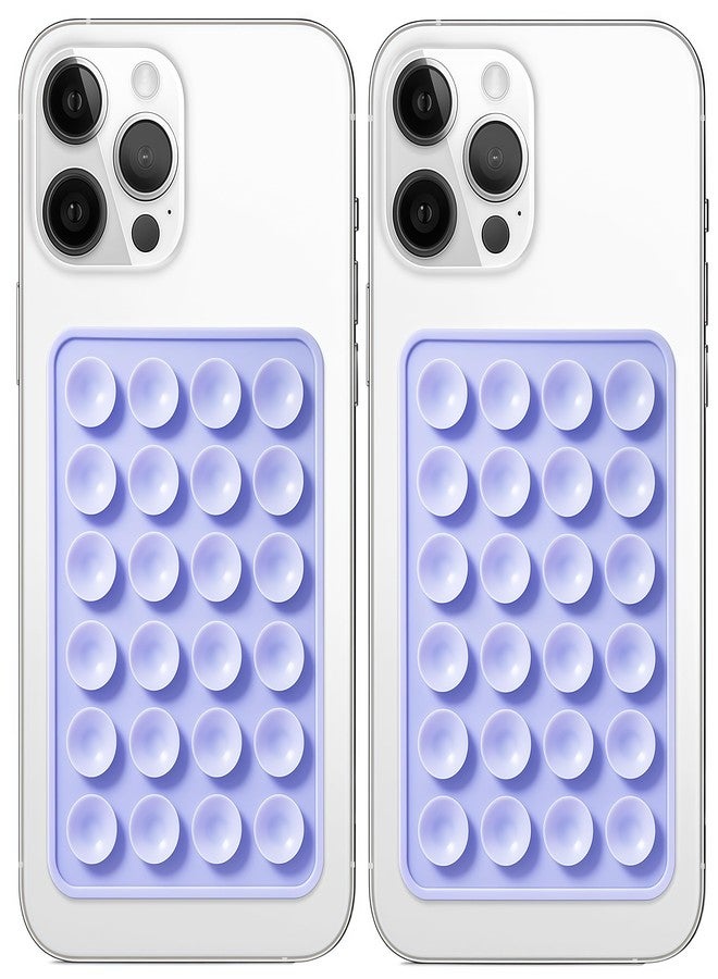 Galundge 2 Pack Silicone Suction Phone Case Mount, Non Slip Sticky Phone Grip for Cellphone, Silicon Adhesive Suction Cup Phone Mount, Strong Grip Holder for Selfies and Videos (Lavender) - Image 1