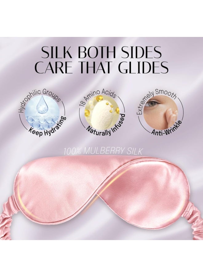 Generic Silk Sleep Eye Mask with Elastic Strap for Sleeping, Travel, and Napping, Soft Eye Cover in Pink  - Image 3