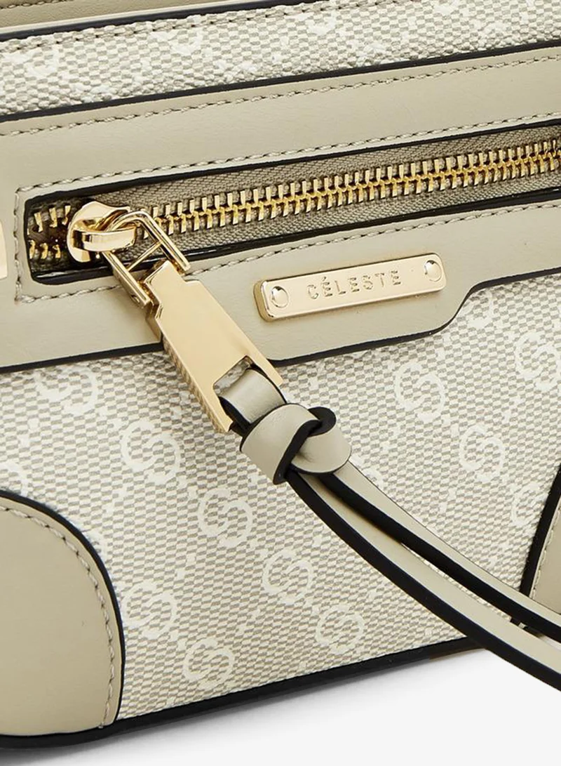 Celeste GREY Monogram Print Crossbody Bag With Chain Strap for Women | Best Price UAE