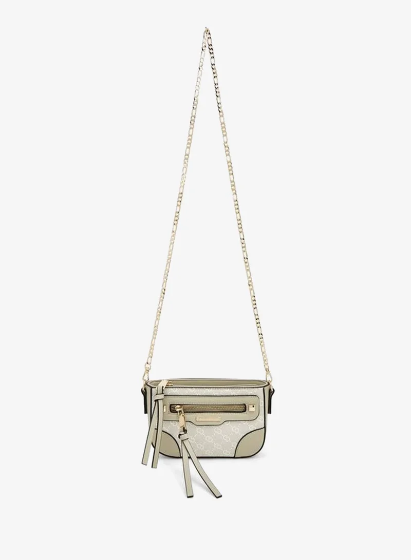 Celeste Monogram Print Crossbody Bag With Chain Strap