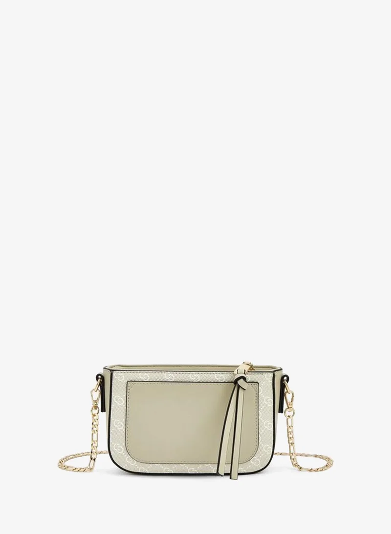 Celeste GREY Monogram Print Crossbody Bag With Chain Strap for Women | Best Price UAE