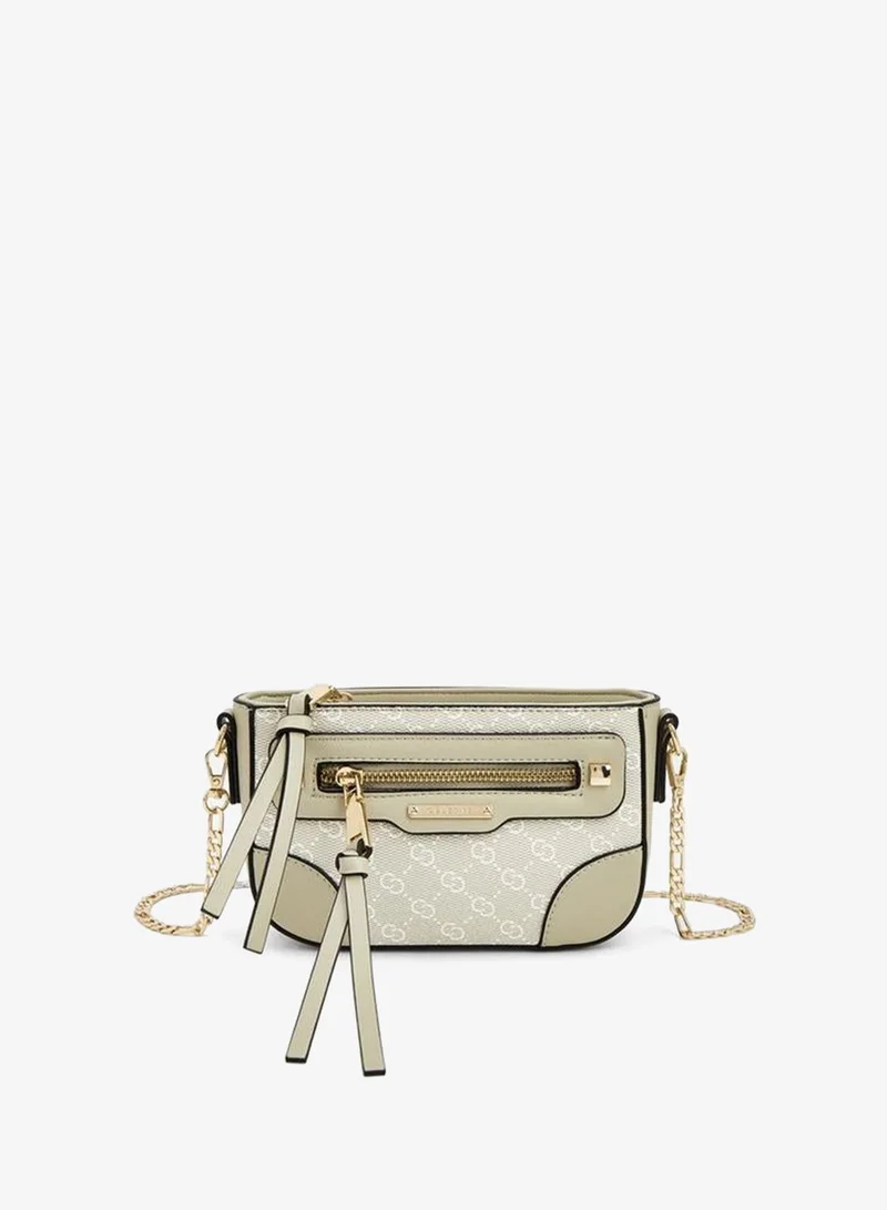 Celeste Monogram Print Crossbody Bag With Chain Strap