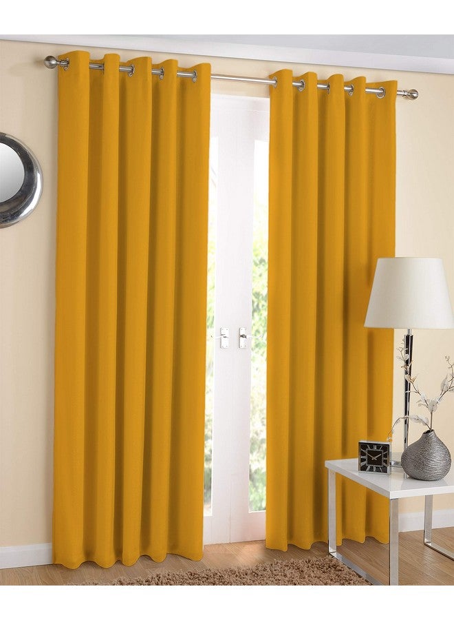 AIRWILL 100% Cotton Solid Pattern Door Curtains Sized, 7ft Length (Yellow, Pack of 2 pcs) - Image 1