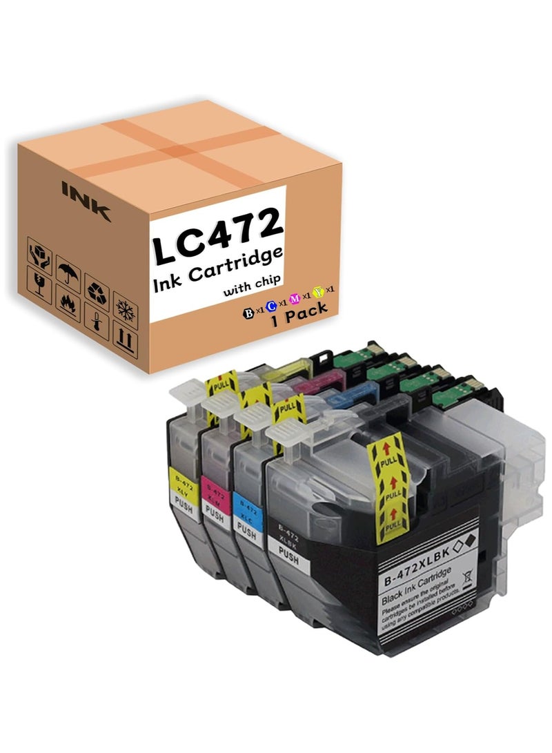 PRITMORE LC472 Ink Cartridges 4-Color Compatible for Brother LC472XL LC472 Work with Brother MFC-J3940DW MFC-J5340DW MFC-J5740DW MFC-J6940DW Printer(Black, Cyan, Magenta, Yellow, 4 Pack) - Image 1