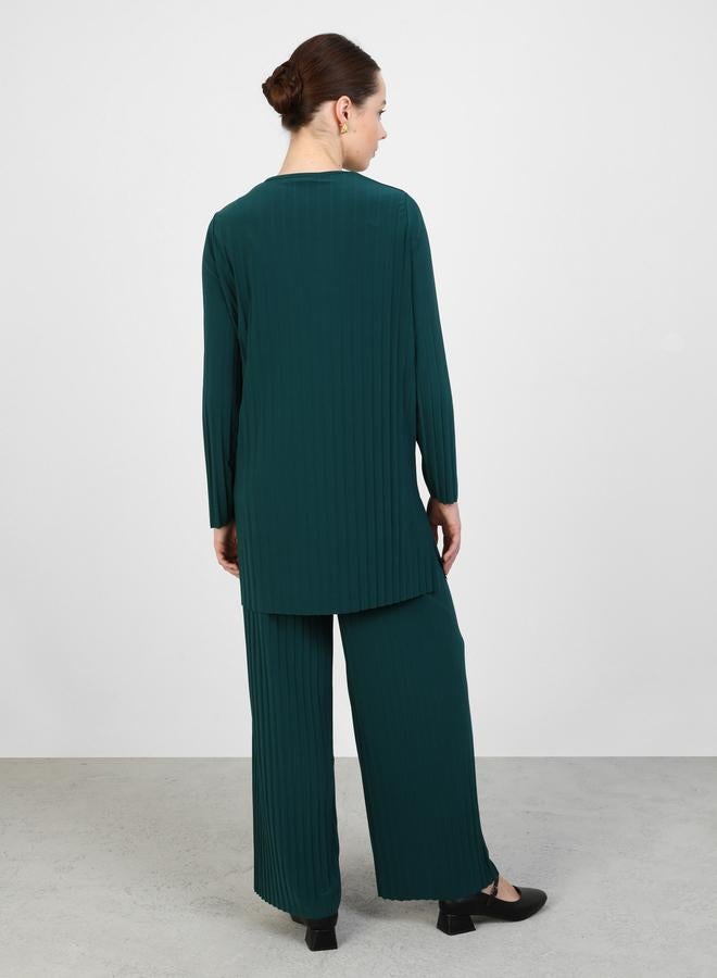 رفقة من مودانيسا طقم تونيك وبنطلون أخضر زمردي بياقة مستديرة من رفقة مودانيسا - Image 5