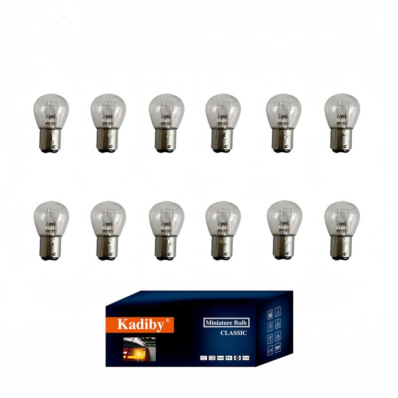 Kadiby 12 Pack 205711572357 Bulb TailBrakeTurn Signal Lights Long Life White Clear Auto Trailer Light Bulbs S25 P215W 2057LL 2057A 2057NALL 2057CV BAY15D Lighting Fit for Cars and Motocycles - Image 3
